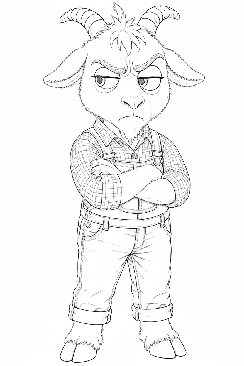 Grumpy Goat coloring sheet preview