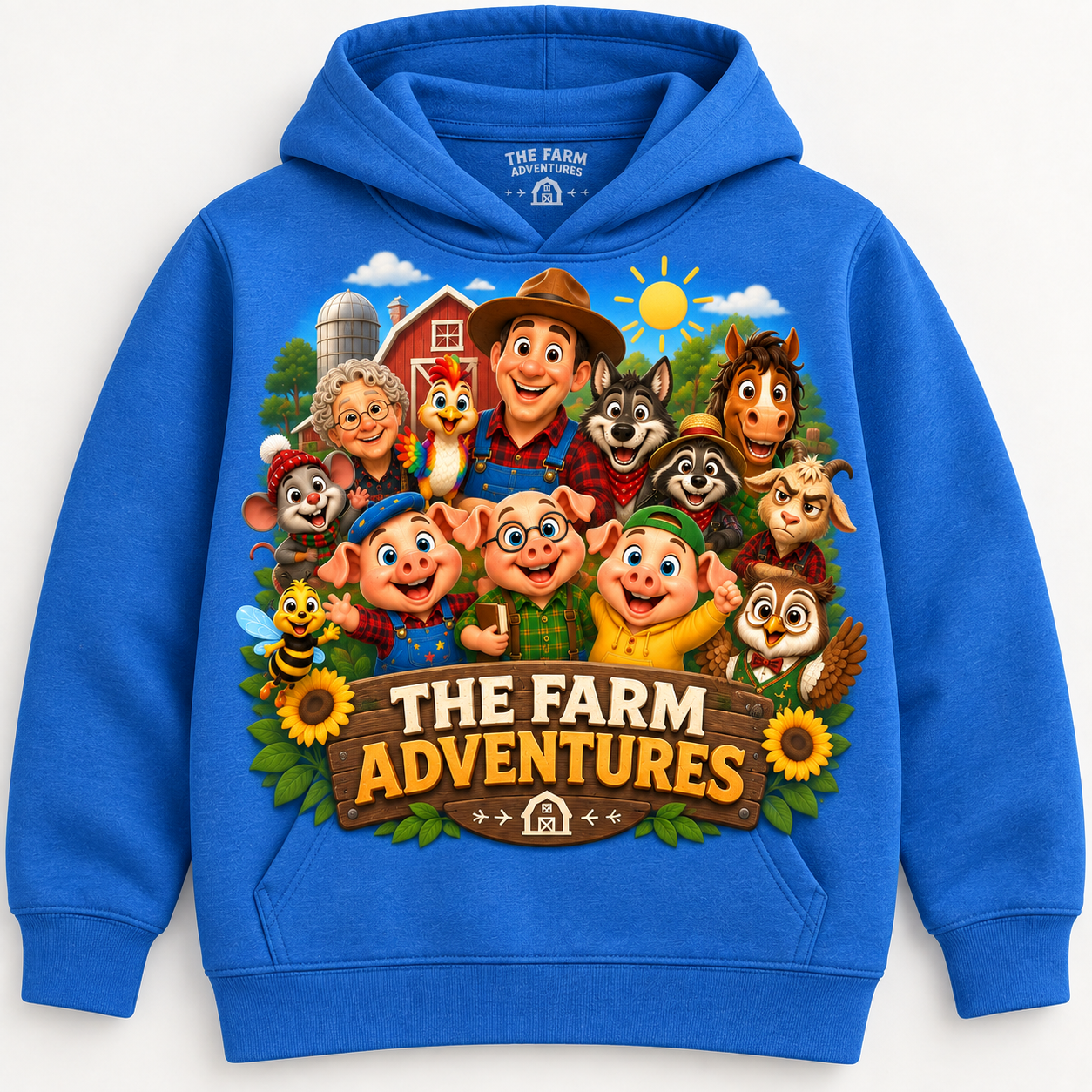Farm Adventures hoodie featuring the whole crew